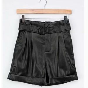 Lulus Vegan Leather Paperbag Waist Shorts - NWT